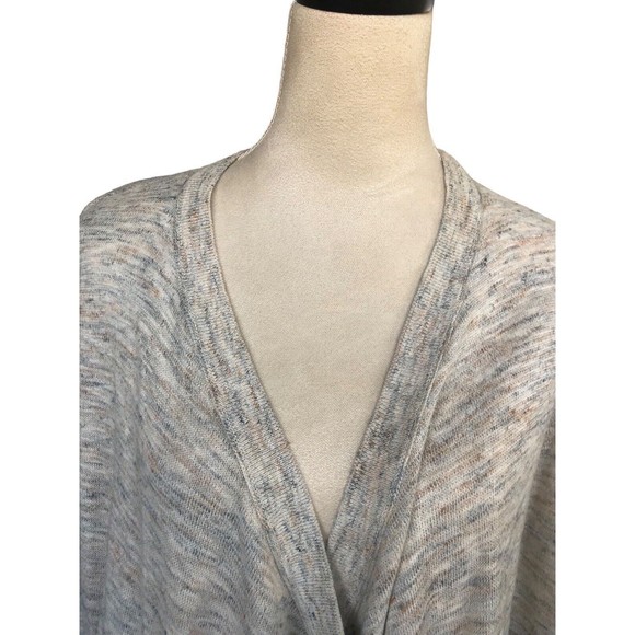 Loft Gray Beige Open Drape Linen Blend Long Sleeves Lightweight Sweater S - Picture 2 of 9